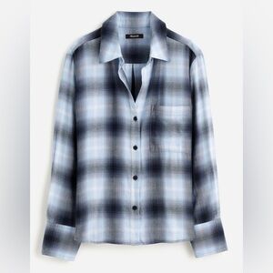 Madewell Women’s Easy Y-Neck Button-Up Shirt Deep Indigo Size XL NWT